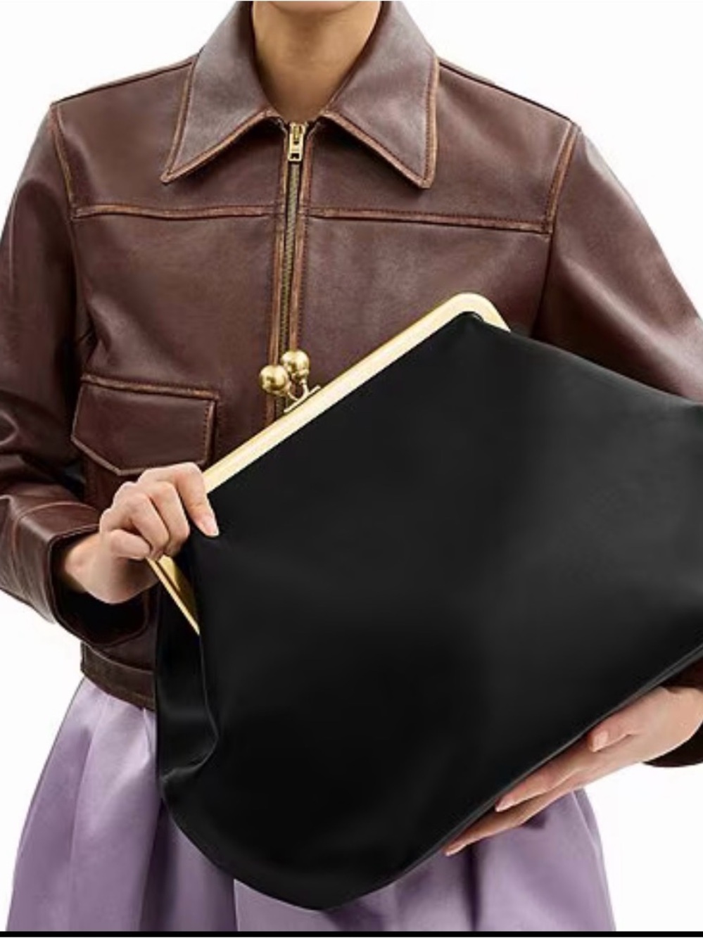 Large Oversized Kisslock Frame Shoulder Clutch Bag - Picture 5 of 9
